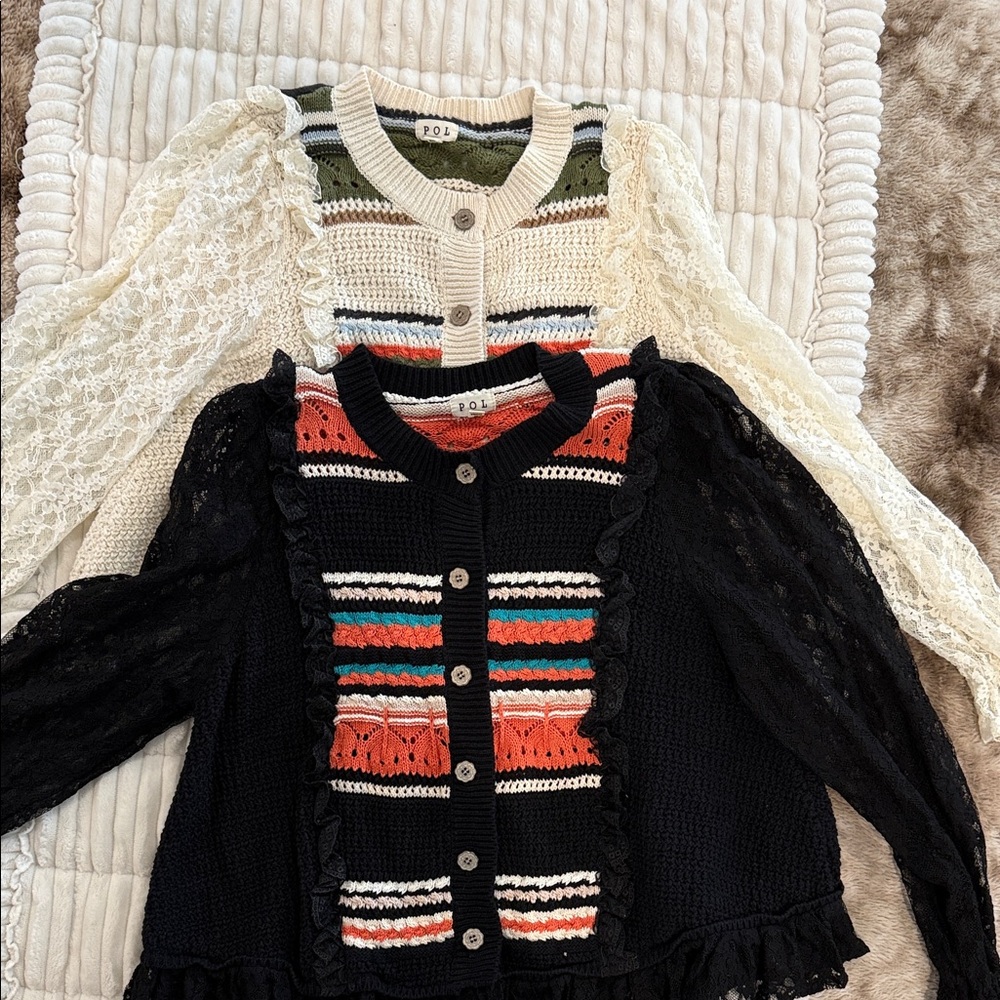 POL Women's Striped Knit Sweaters - Black and Cream